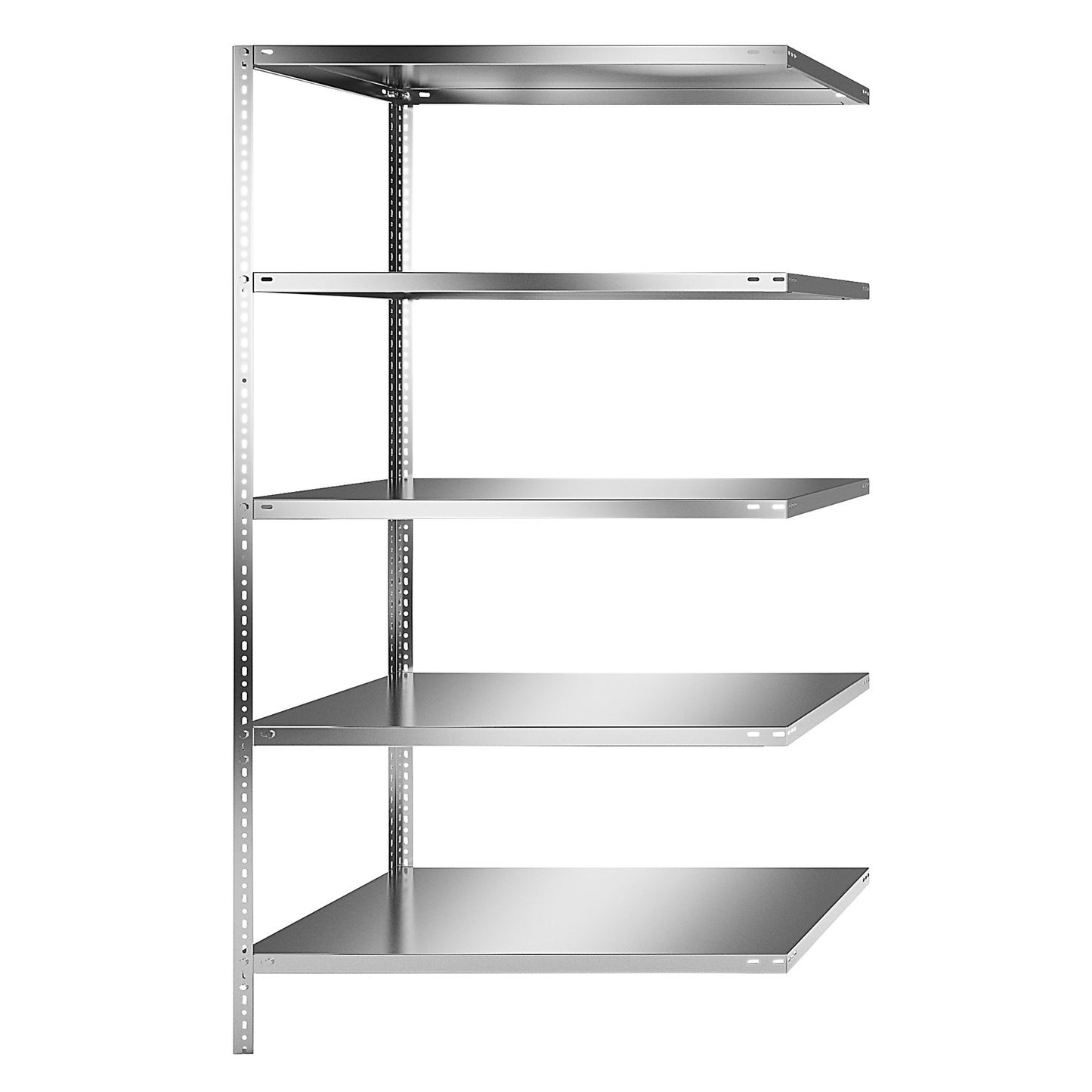 Stainless steel shelf unit, shelf height 2000 mm, extension shelf, width x depth 1100 x 800 mm.