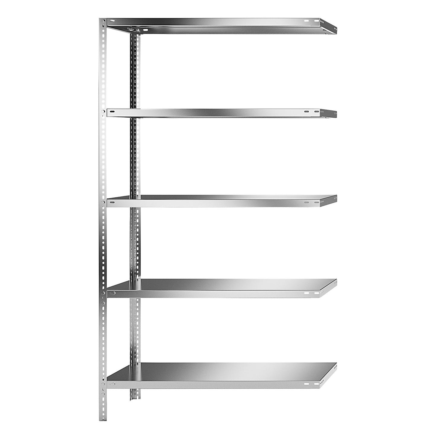 Stainless steel shelf unit, shelf height 2000 mm, extension shelf, width x depth 1100 x 400 mm.