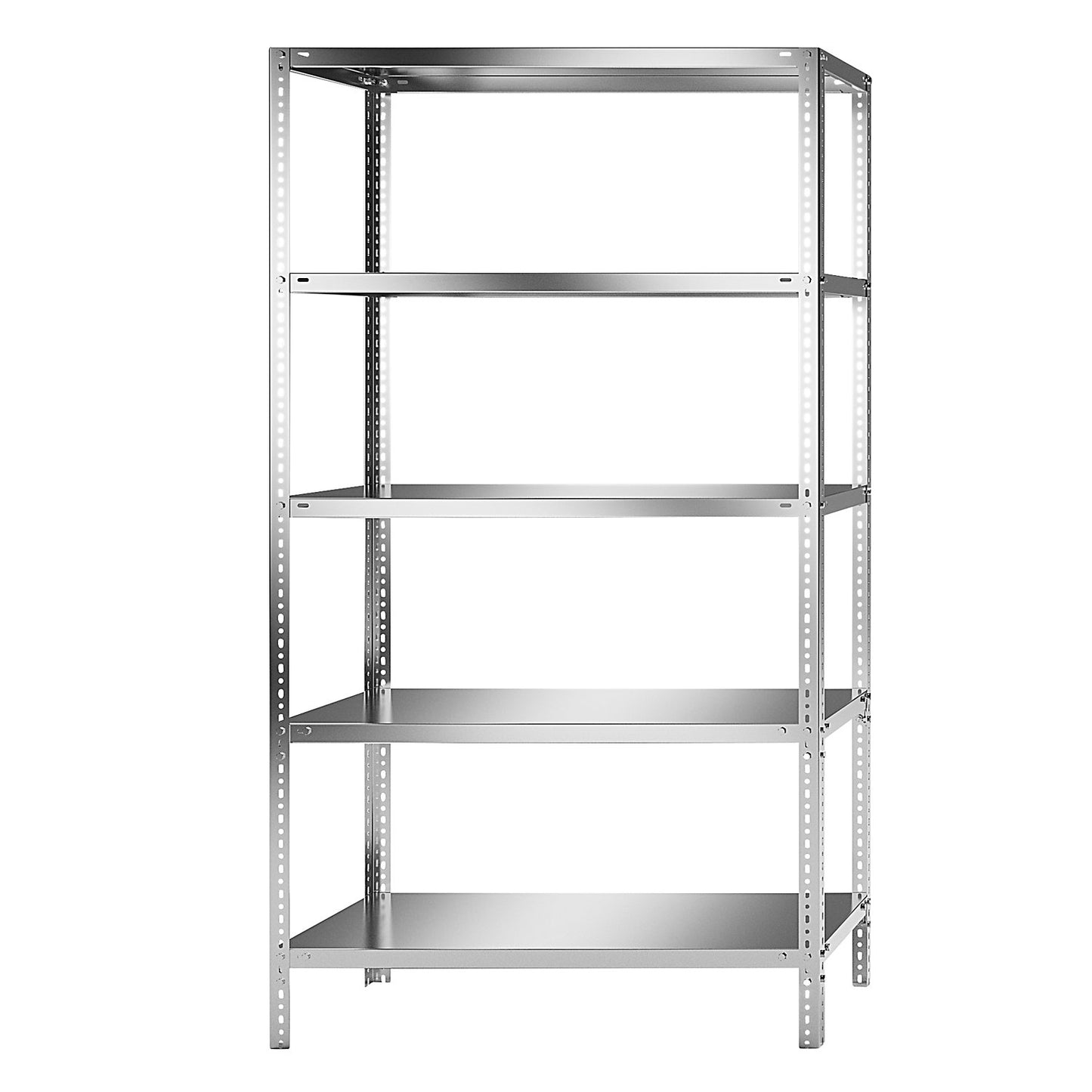 Stainless steel shelf unit, shelf height 2000 mm, standard shelf, width x depth 1100 x 500 mm.