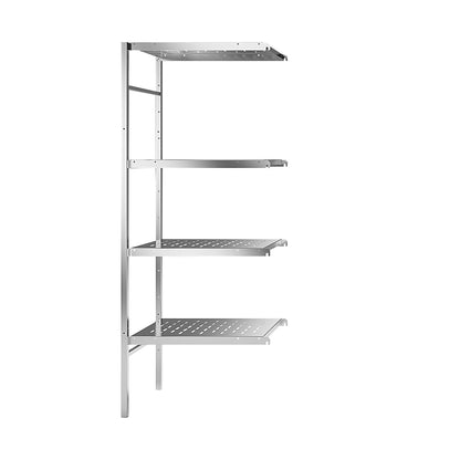 Stainless steel boltless shelf unit, 4 perforated shelves, shelf width x depth 640 x 540 mm, extension shelf unit.