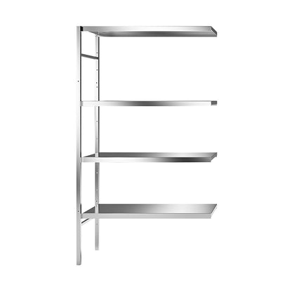 Stainless steel boltless shelf unit, 4 smooth shelves, shelf width x depth 940 x 440 mm, corner extension shelf unit.