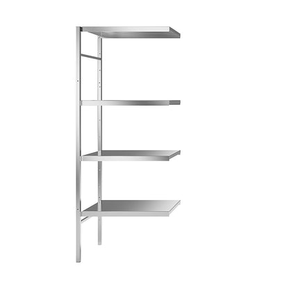Stainless steel boltless shelf unit, 4 smooth shelves, shelf width x depth 640 x 540 mm, corner extension shelf unit.