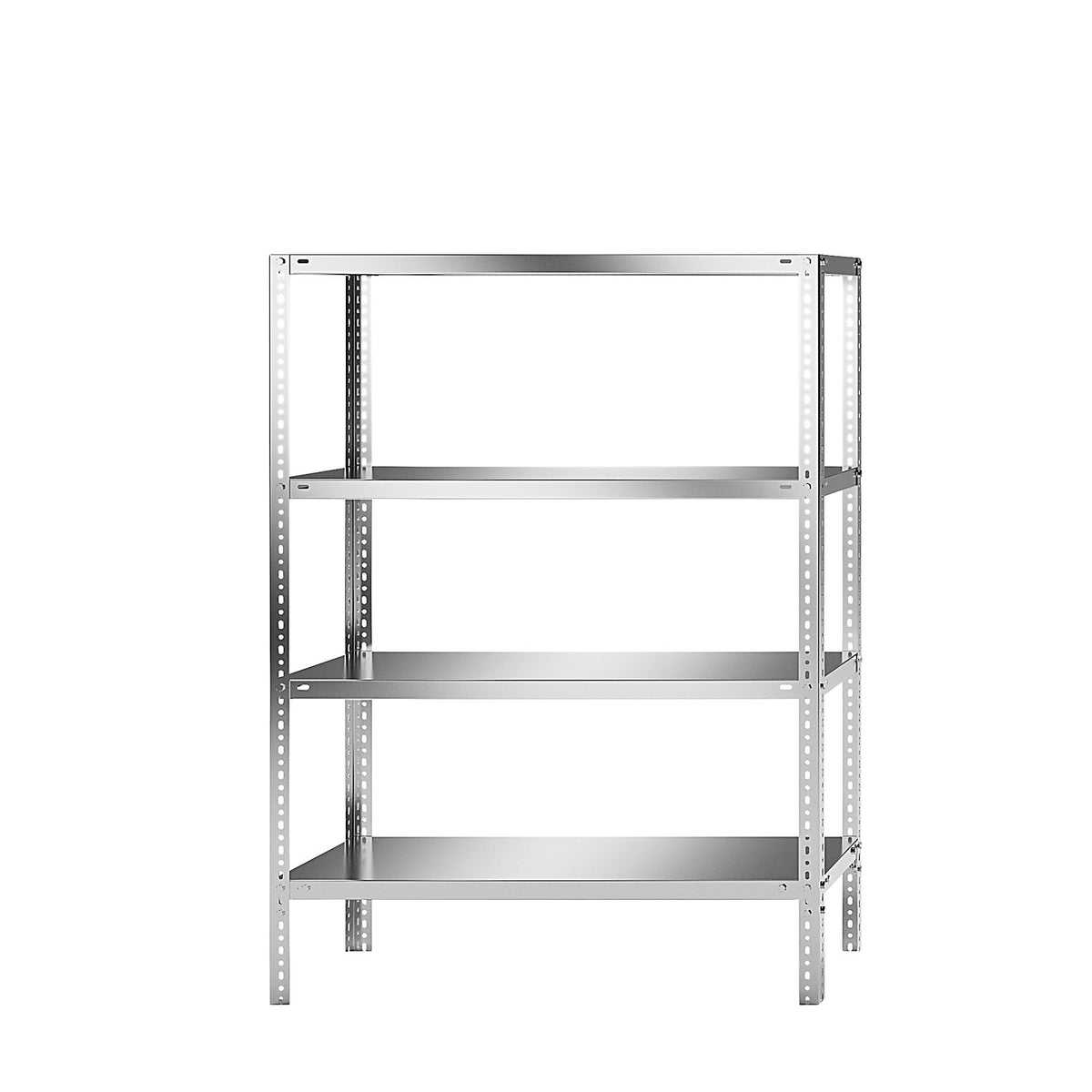 Stainless steel shelf unit, shelf height 1500 mm, standard shelf, width x depth 1100 x 400 mm.