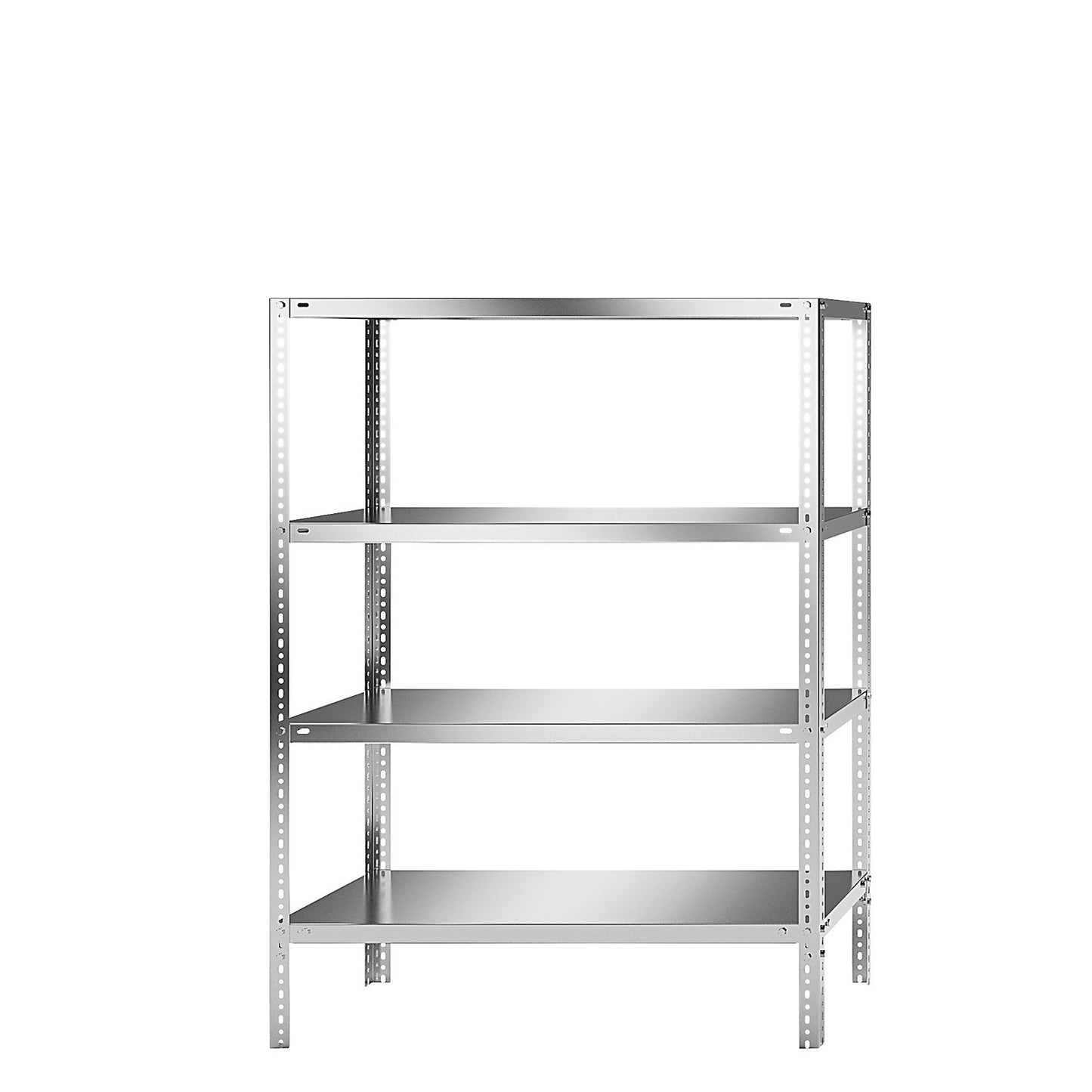 Stainless steel shelf unit, shelf height 1500 mm, standard shelf, width x depth 1100 x 500 mm.