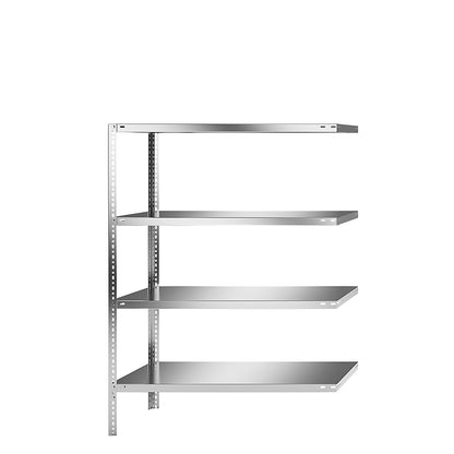 Stainless steel shelf unit, shelf height 1500 mm, extension shelf, width x depth 1100 x 500 mm.
