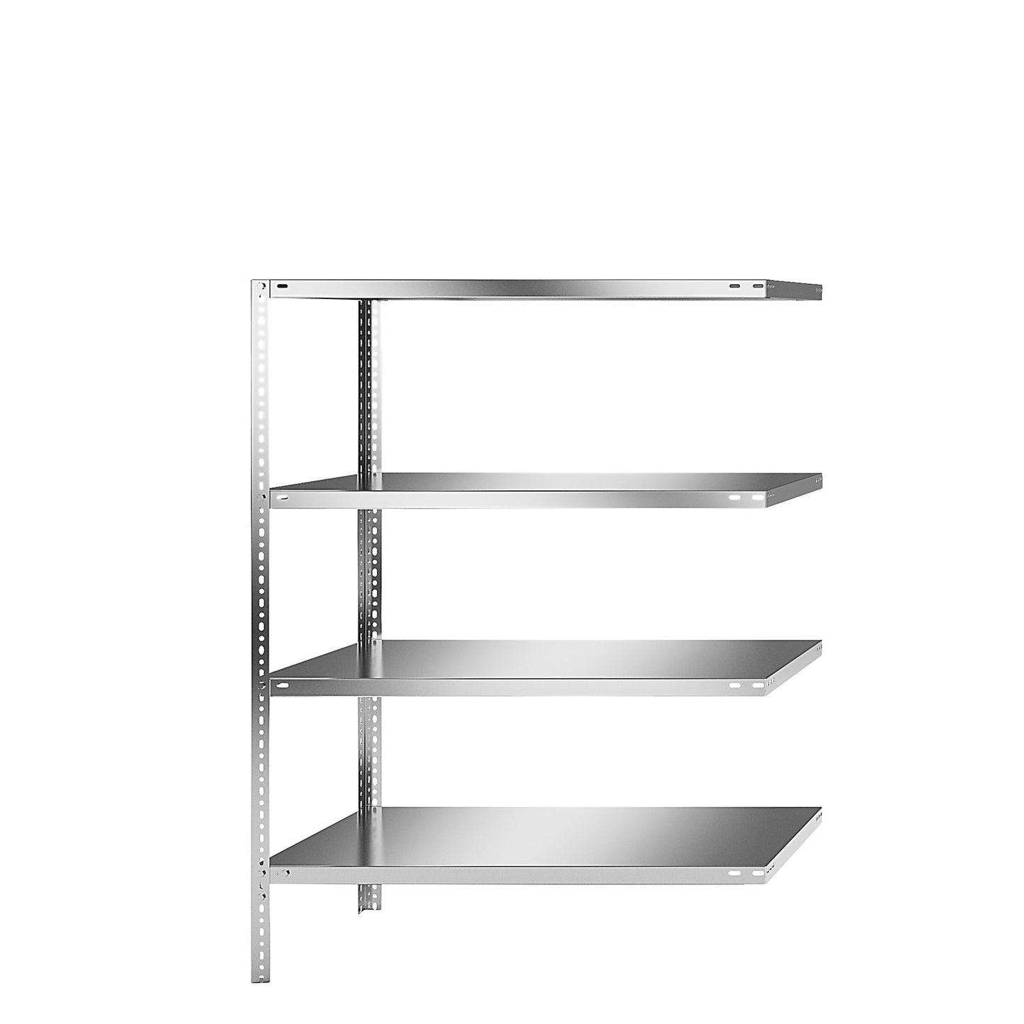 Stainless steel shelf unit, shelf height 1500 mm, extension shelf, width x depth 1100 x 600 mm.