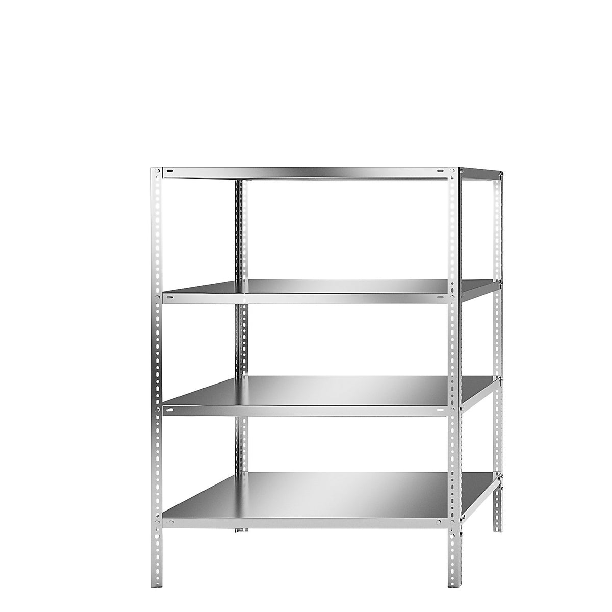Stainless steel shelf unit, shelf height 1500 mm, standard shelf, width x depth 1100 x 800 mm.