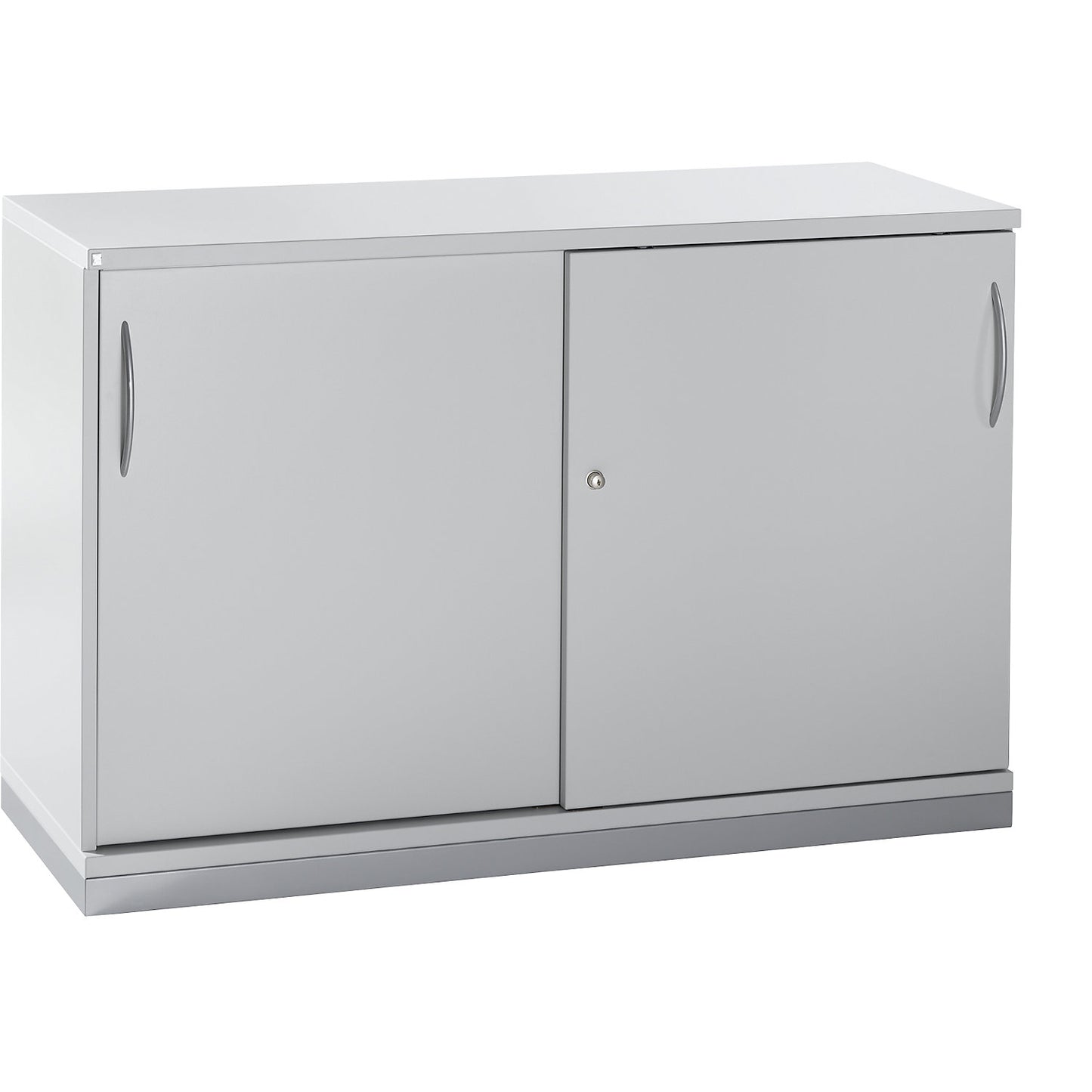 LENA - Sliding door cupboard, 1 shelf, 2 file heights, 2 sliding doors, HxWxD 781 x 1200 x 442 mm, light grey.