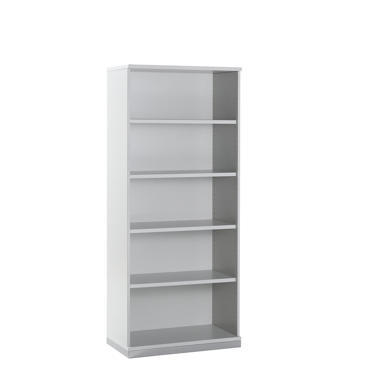 LENA - Office shelf unit, 4 shelves, 5 file heights, HxWxD 1869 x 800 x 442 mm, light grey.