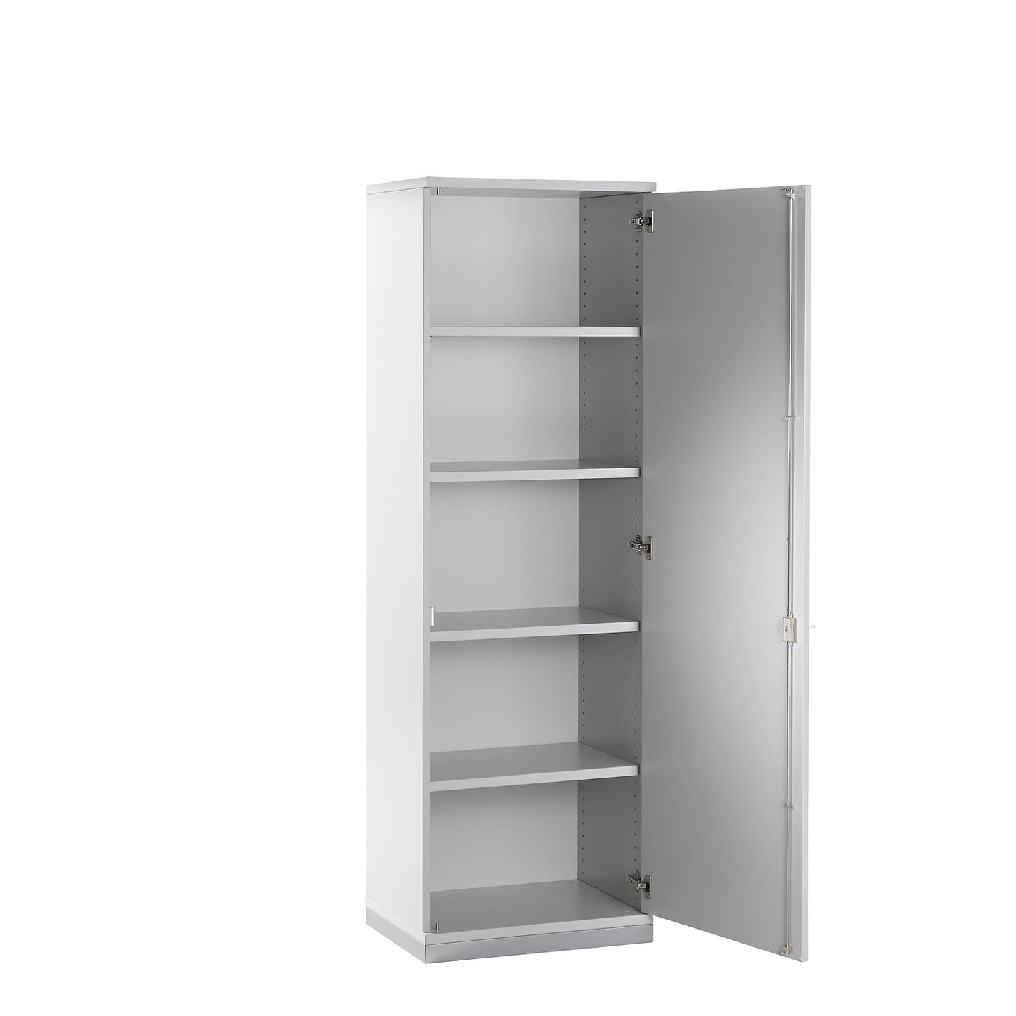 LENA - Double door cupboard, 4 shelves, 5 file heights, HxWxD 1869 x 600 x 442 mm, light grey.
