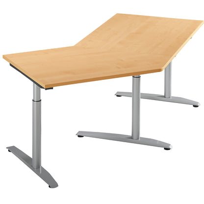 HANNA - Add-on table, height adjustable from 650 - 850 mm, 45°, for left side extension, beech finish.