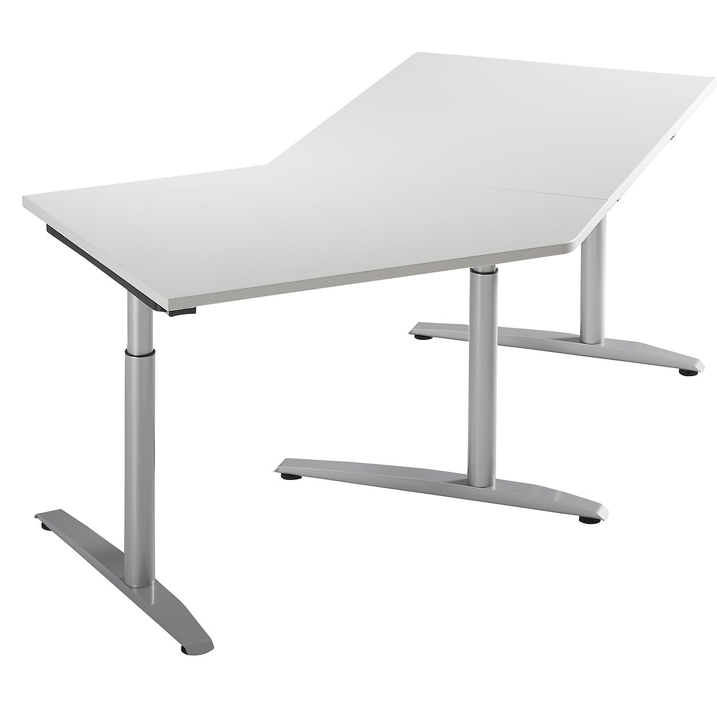 HANNA - Add-on table, height adjustable from 650 - 850 mm, 45°, for left side extension, light grey.