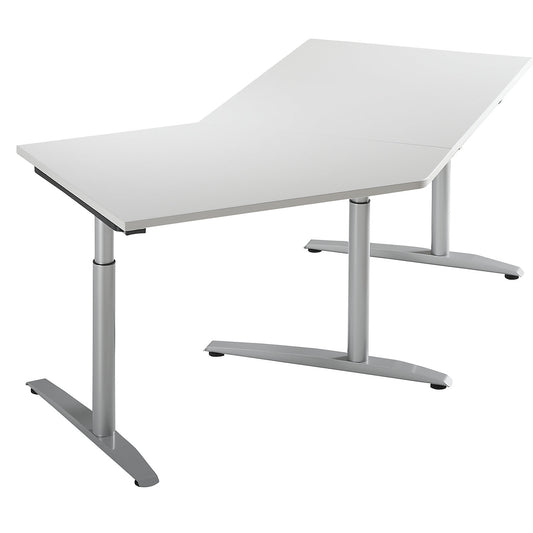 HANNA - Add-on table, height adjustable from 650 - 850 mm, 45°, for left side extension, light grey.
