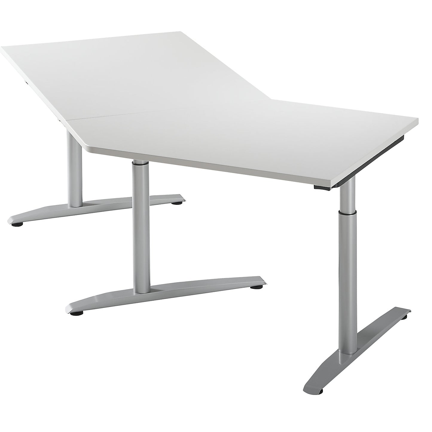 HANNA - Add-on table, height adjustable from 650 - 850 mm, 45°, for right side extension, light grey.