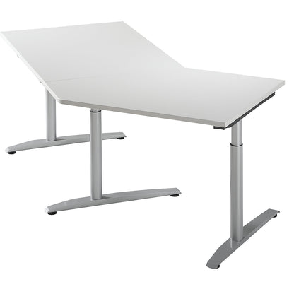 HANNA - Add-on table, height adjustable from 650 - 850 mm, 45°, for right side extension, light grey.