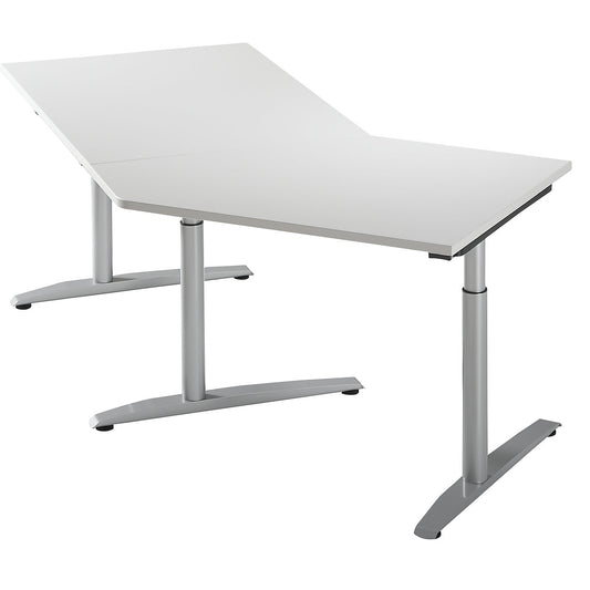 HANNA - Add-on table, height adjustable from 650 - 850 mm, 45°, for right side extension, light grey.