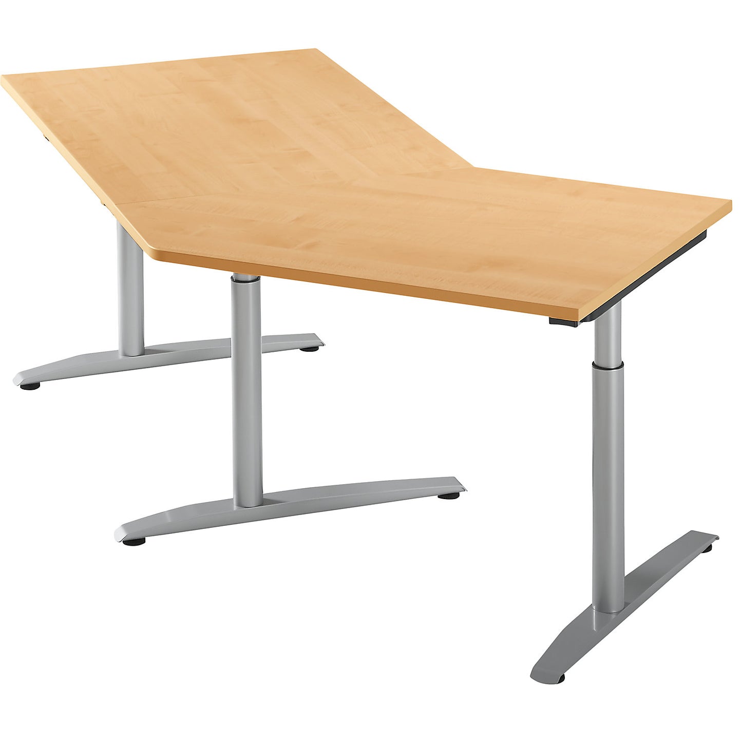 HANNA - Add-on table, height adjustable from 650 - 850 mm, 45°, for right side extension, beech finish.