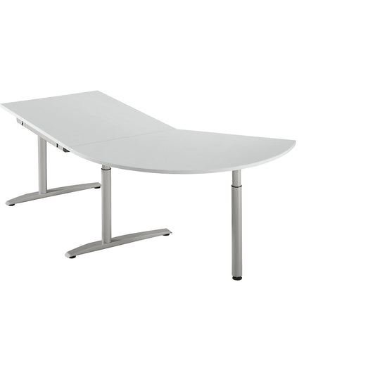 HANNA - Add-on table, height adjustable from 650 - 850 mm, 3/8 circle with support foot, light grey.