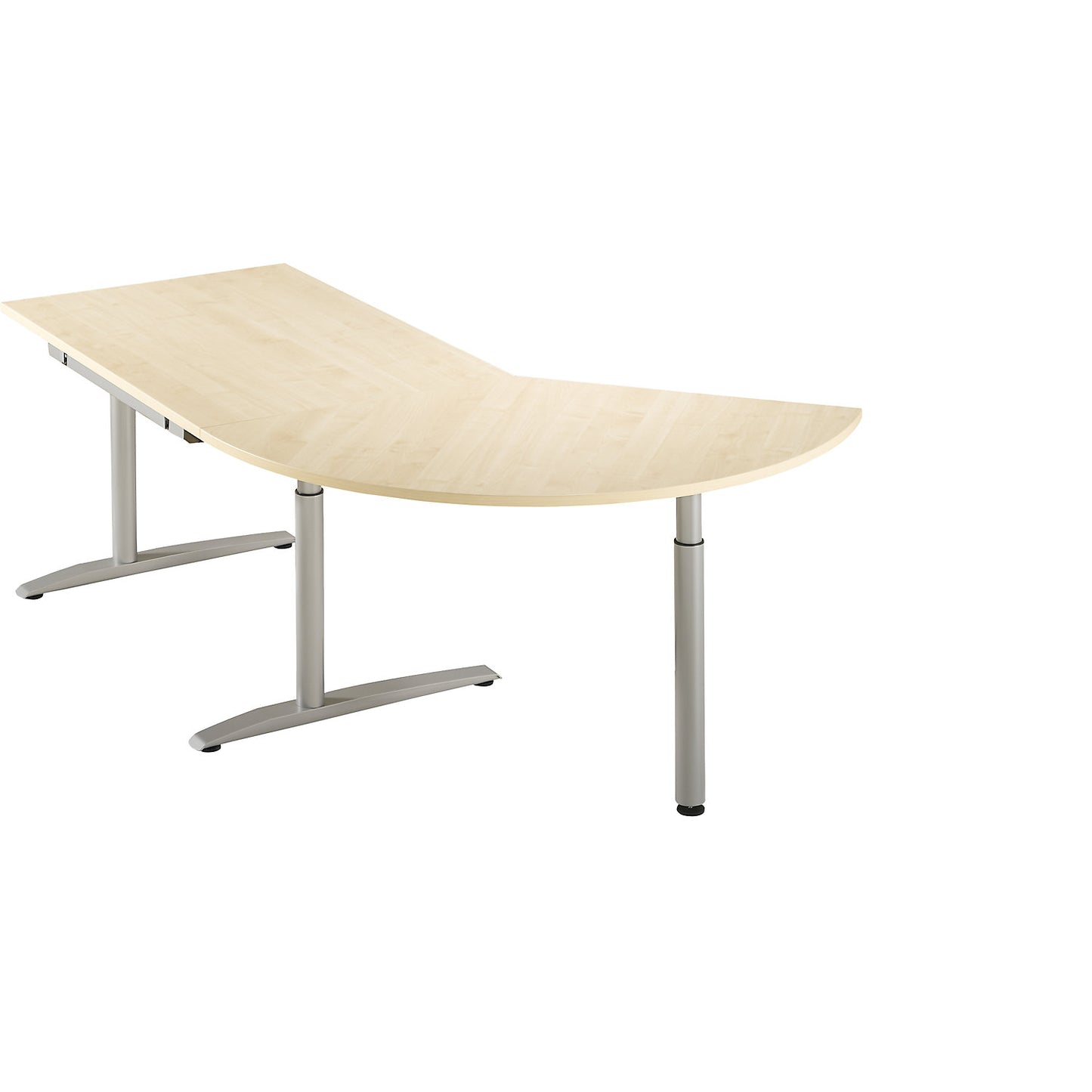 HANNA - Add-on table, height adjustable from 650 - 850 mm, 3/8 circle with support foot, maple finish.