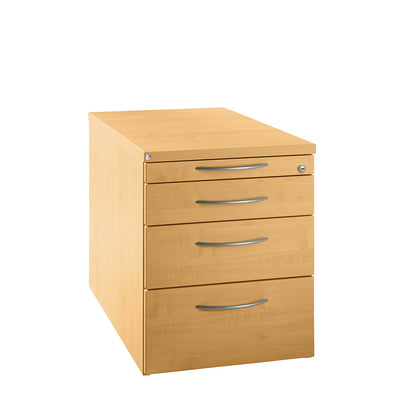 HANNA - Mobile pedestal, 1 utensil drawer, 3 drawers, beech finish.