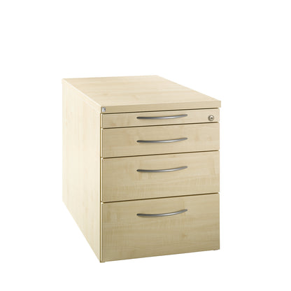 HANNA - Mobile pedestal, 1 utensil drawer, 3 drawers, maple finish.