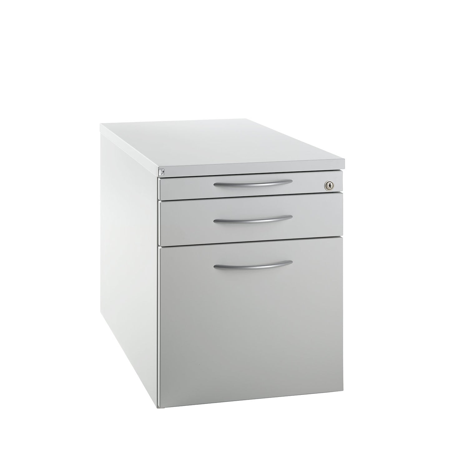 HANNA - Mobile pedestal, 1 utensil drawer, 1 drawer, 1 suspension file drawer, light grey.