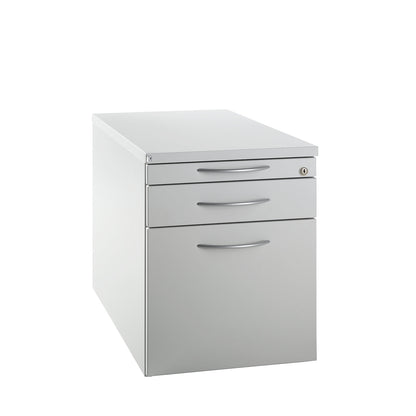 HANNA - Mobile pedestal, 1 utensil drawer, 1 drawer, 1 suspension file drawer, light grey.