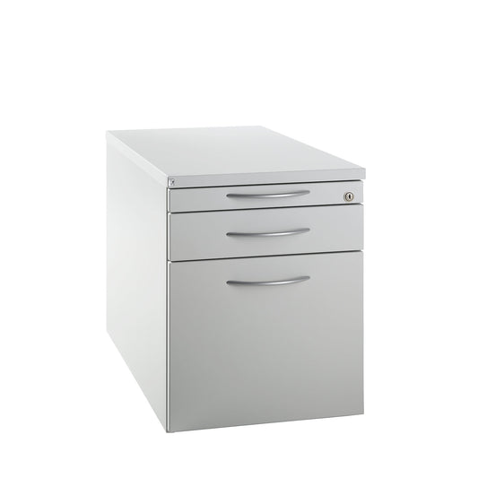 HANNA - Mobile pedestal, 1 utensil drawer, 1 drawer, 1 suspension file drawer, light grey.