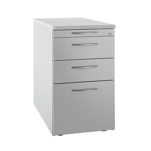 HANNA - Fixed pedestal, 1 utensil drawer, 2 drawers, 1 suspension file drawer, light grey.