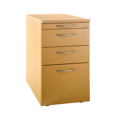 HANNA - Fixed pedestal, 1 utensil drawer, 2 drawers, 1 suspension file drawer, beech finish.