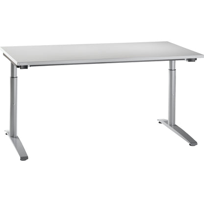 HANNA - Desk with C-foot frame, height adjustable 650 - 850 mm, width 1600 mm, light grey.