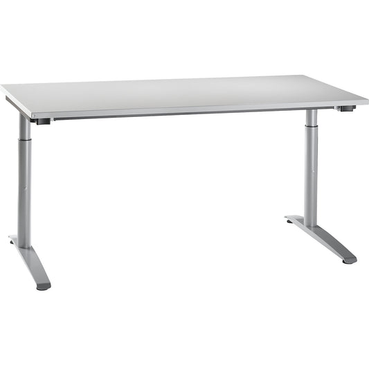 HANNA - Desk with C-foot frame, height adjustable 650 - 850 mm, width 1600 mm, light grey.