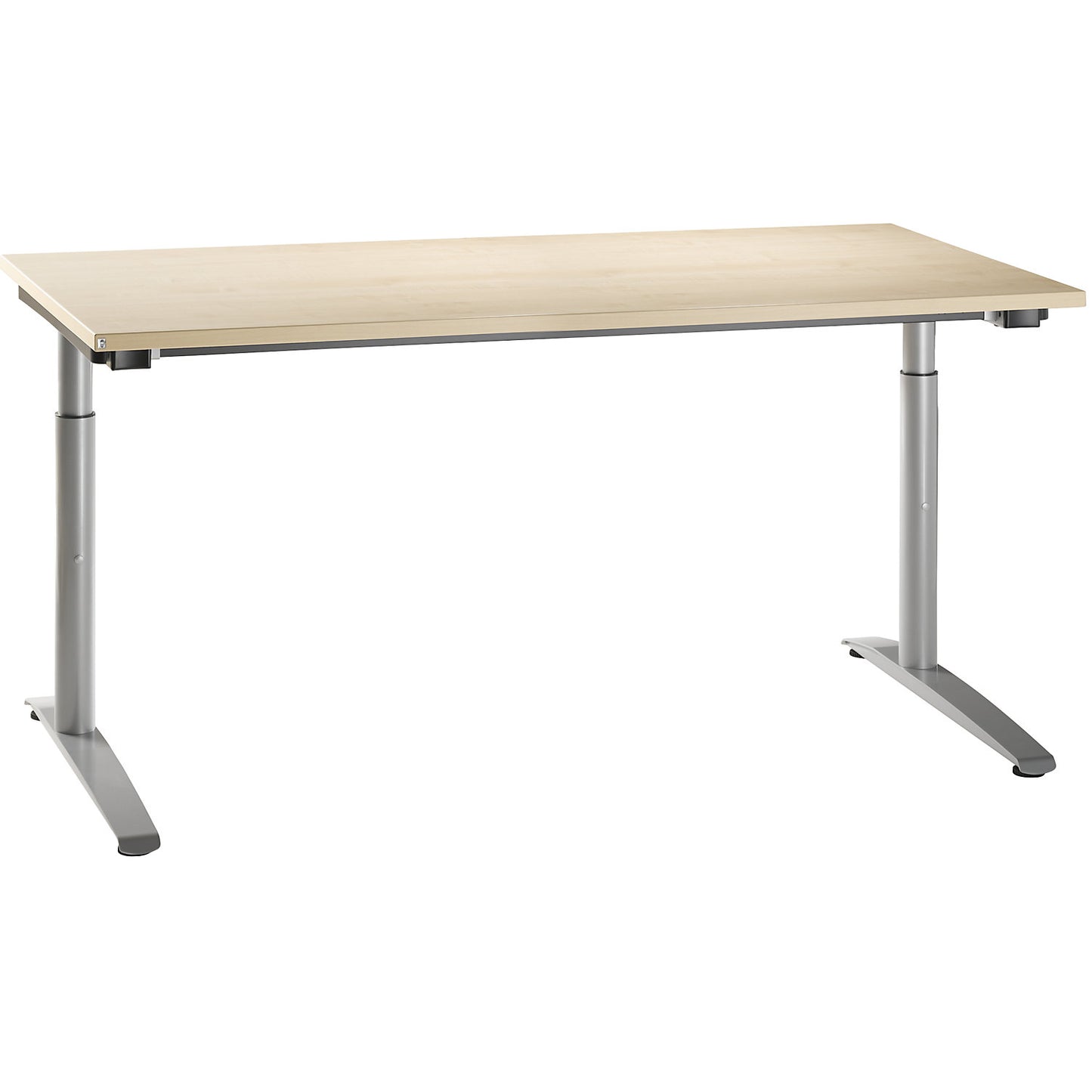 HANNA - Desk with C-foot frame, height adjustable 650 - 850 mm, width 1600 mm, maple finish.