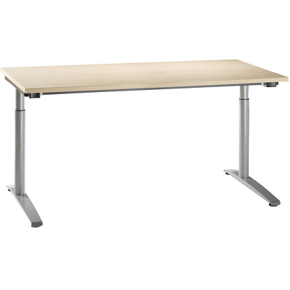 HANNA - Desk with C-foot frame, height adjustable 650 - 850 mm, width 1600 mm, maple finish.