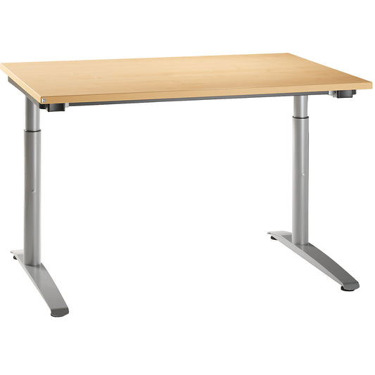 HANNA - Desk with C-foot frame, height adjustable 650 - 850 mm, width 1200 mm, beech finish.