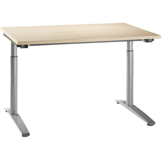 HANNA - Desk with C-foot frame, height adjustable 650 - 850 mm, width 1200 mm, maple finish.