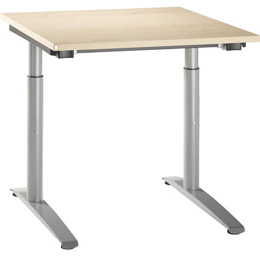 HANNA - Desk with C-foot frame, height adjustable 650 - 850 mm, width 800 mm, maple finish.