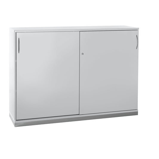 HANNA - Sliding door cupboard, 2 shelves, light grey.