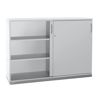 HANNA - Sliding door cupboard, 2 shelves, light grey.