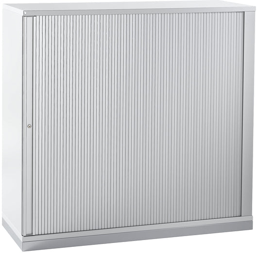 HANNA - Roller shutter cupboard, height 1133 mm, 2 shelves, light grey.
