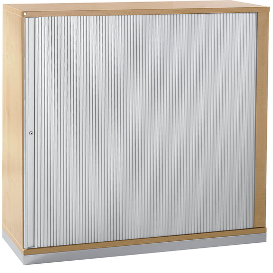 HANNA - Roller shutter cupboard, height 1133 mm, 2 shelves, beech finish.