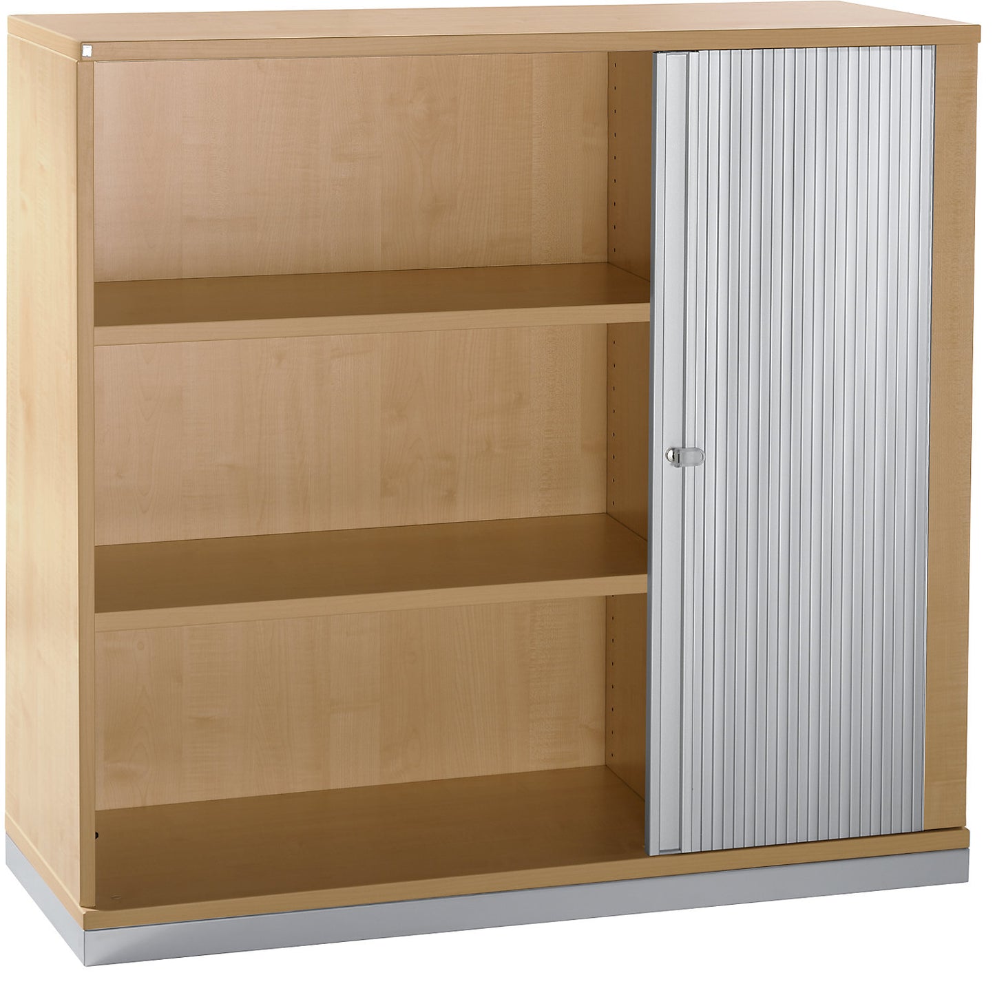 HANNA - Roller shutter cupboard, height 1133 mm, 2 shelves, beech finish.
