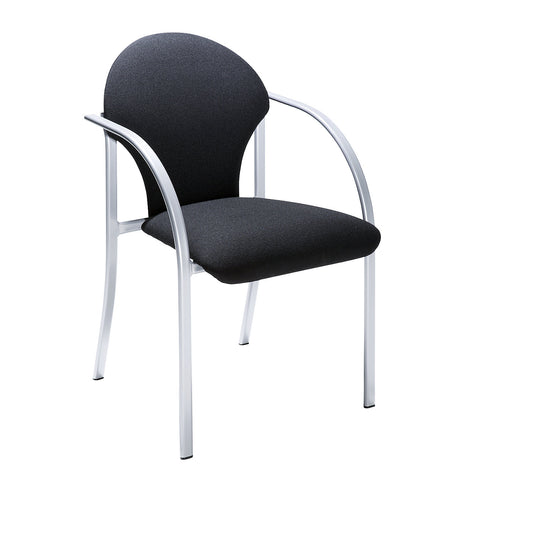 Padded stacking chair, seat HxWxD 470 x 450 x 490 mm, upholstery colour black, pack of 2.