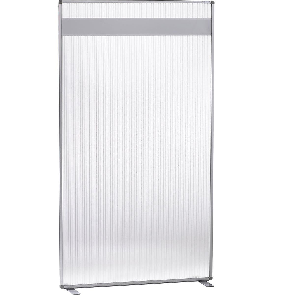 Room divider, polycarbonate pane with magnetowand® strip, HxWxD 1800 x 1000 x 350 mm.