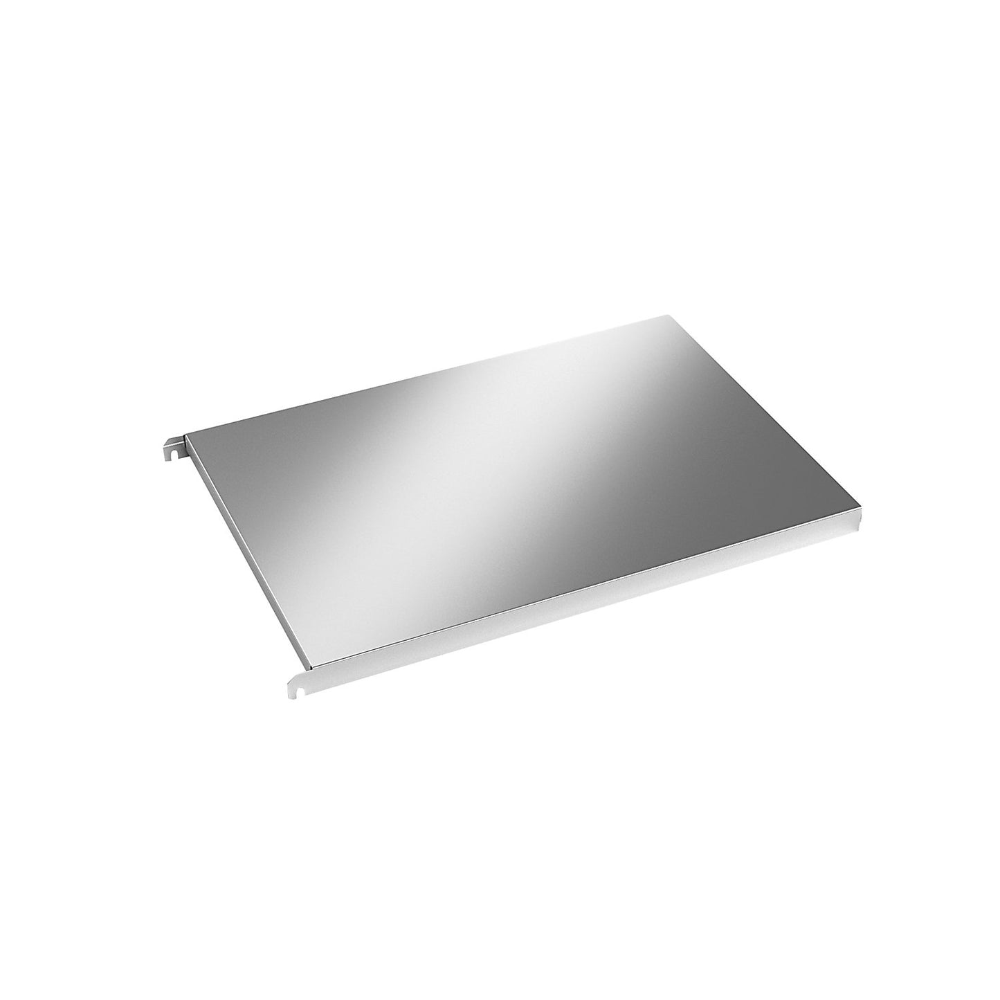 Stainless steel shelf, smooth corner shelf, WxD 740 x 540 mm.