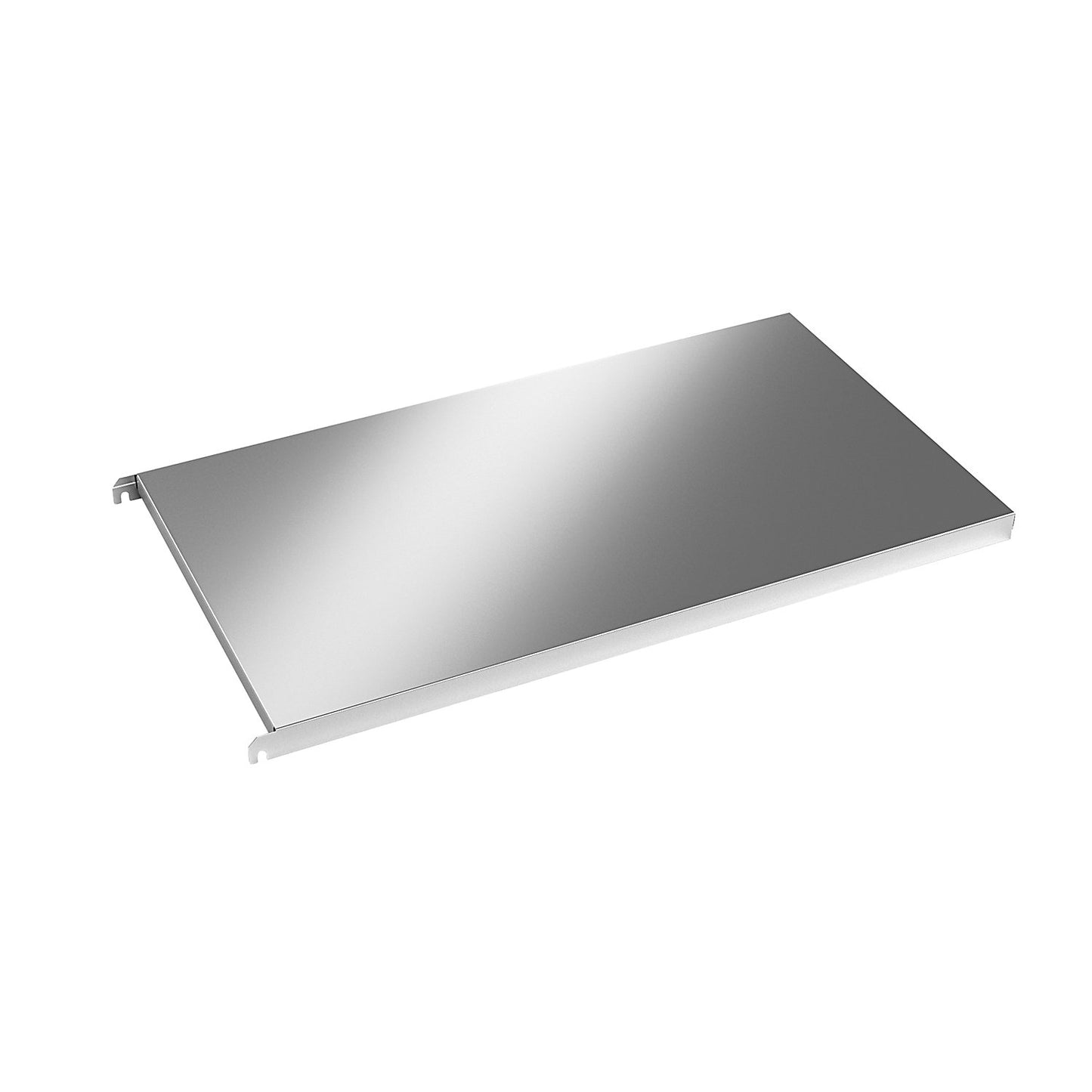 Stainless steel shelf, smooth corner shelf, WxD 940 x 540 mm.