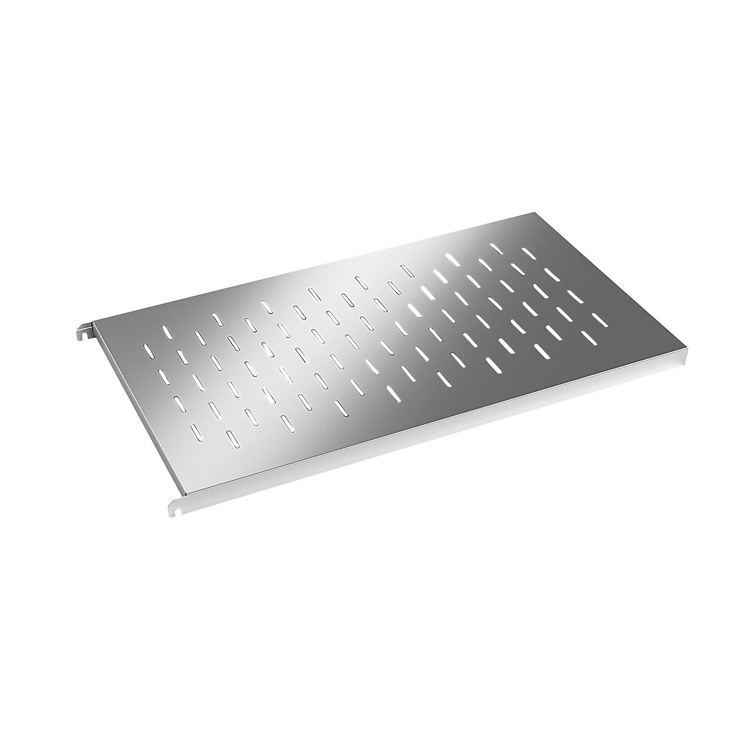 Stainless steel shelf, perforated corner shelf, WxD 940 x 540 mm.