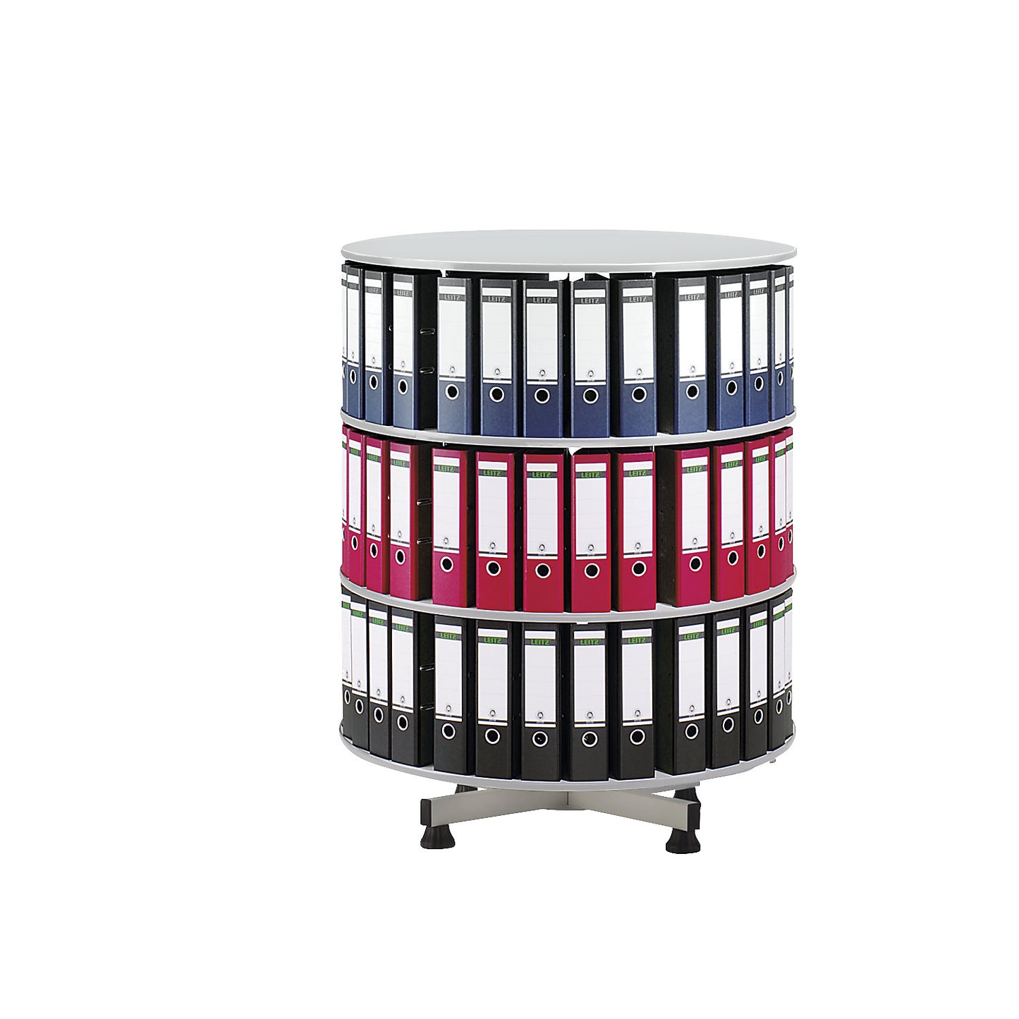 Rotary filing system, Ø 1000 mm, 3 shelves, light grey.