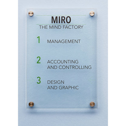Door sign made of single pane safety glass, made of single pane safety glass, A3.