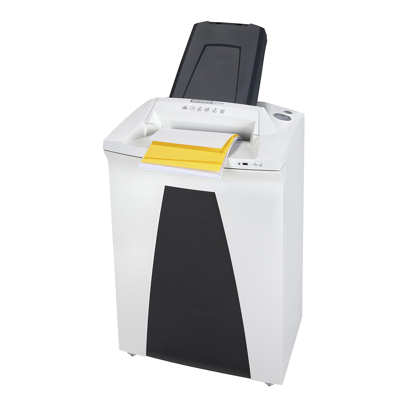 SECURIO autofeed document shredder AF500, collection capacity 82 l, 14 - 16 sheets.